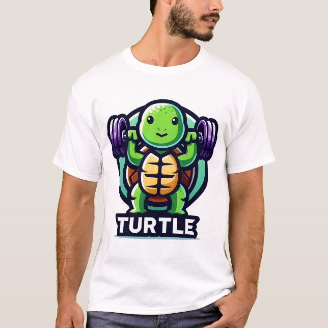 Camiseta Tartaruga agacha-se engraçado (Frente)