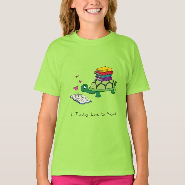 Camiseta Tartaruga ama ler livro de bibliotecas (Frente)