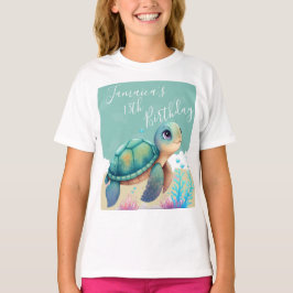 Camiseta Tartaruga Aquarela Festa de aniversário Oceânica T