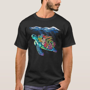 Camiseta Tartaruga Aquarela Mar Oceano Subaquático Azul Cog