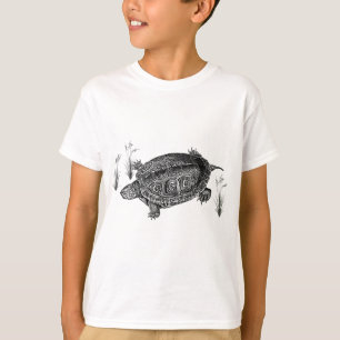 Camiseta Tartaruga Aquática Preta e Branca