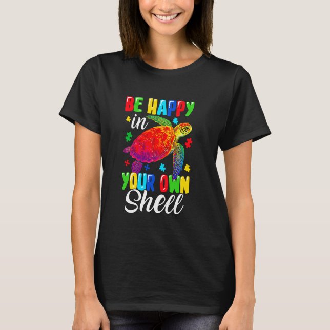 Camiseta Tartaruga Arco-Íris Seja Feliz Na Sua Própria Conc (Frente)