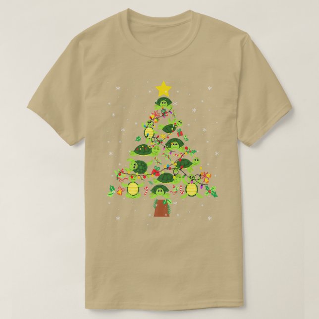 Camiseta Tartaruga Árvore de Natal Merry Xmas Turtle Lover  (Frente do Design)