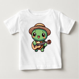 Camiseta Tartaruga Chibi Cuja Tocação Toca Violão