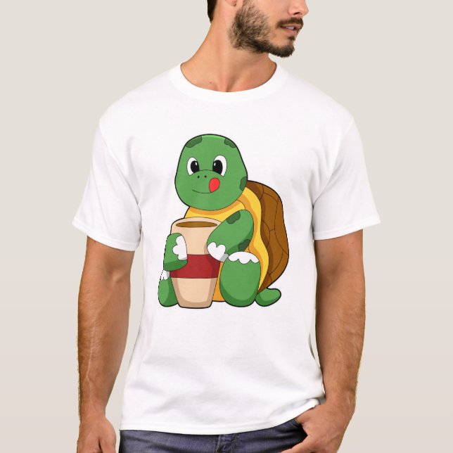 Camiseta Tartaruga com copo de café (Frente)