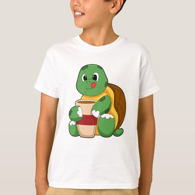 Camiseta Tartaruga com copo de café (Frente)