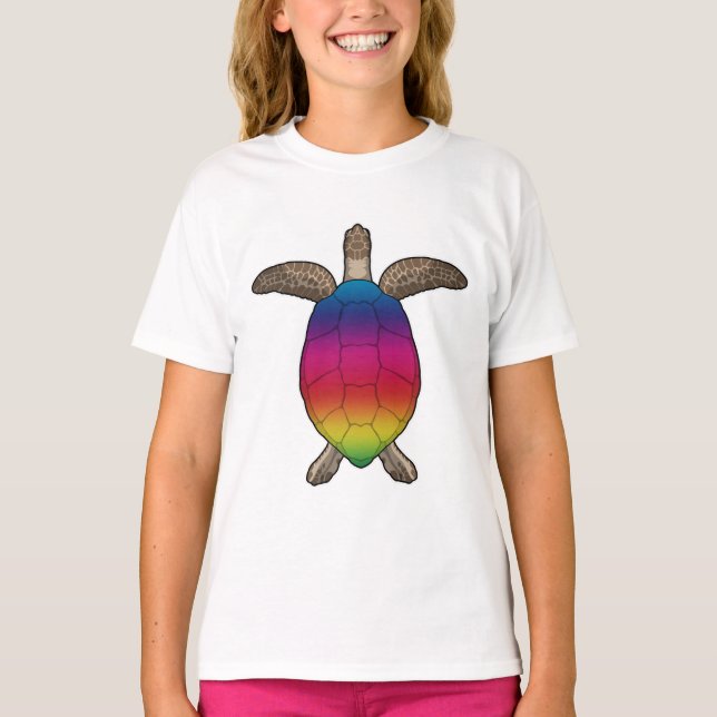 Camiseta Tartaruga com cores arco-íris (Frente)