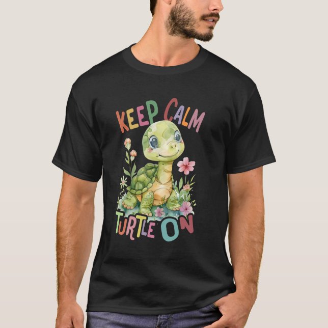 Camiseta tartaruga com flores tartarugas fofinhas e animais (Frente)