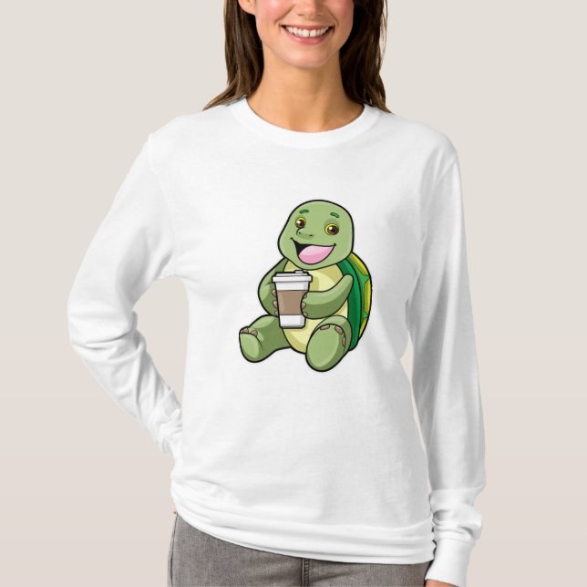Camiseta Tartaruga com Shell e Café para ir (Frente)