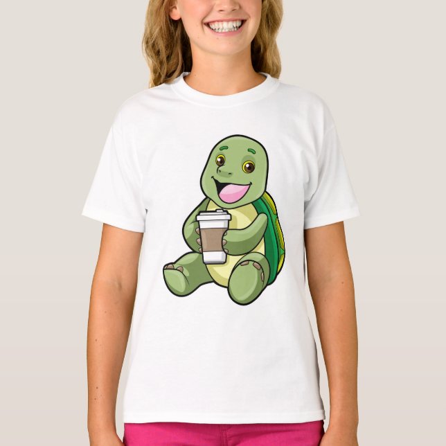 Camiseta Tartaruga com Shell e Café para ir (Frente)