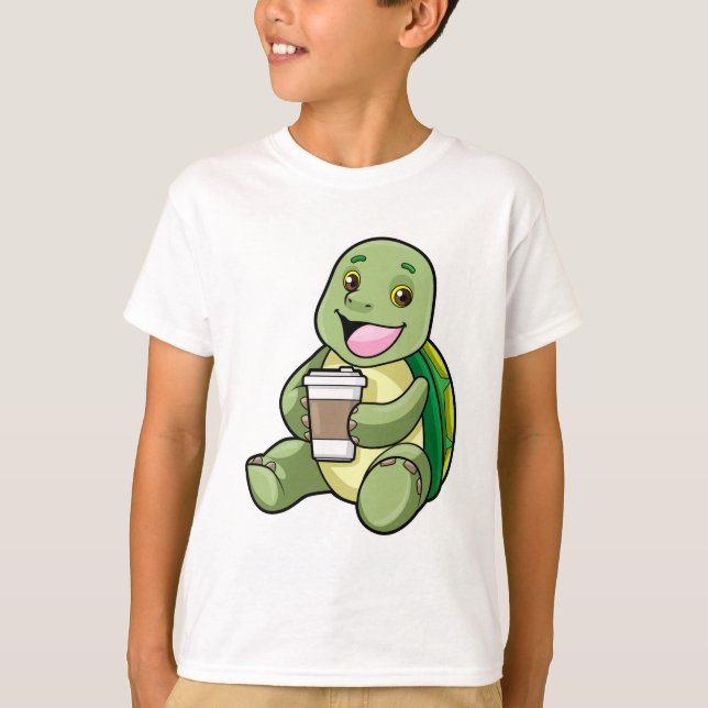 Camiseta Tartaruga com Shell e Café para ir (Frente)