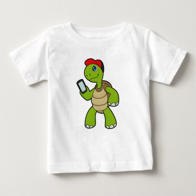 Camiseta Tartaruga com telefone e chapéu (Frente)