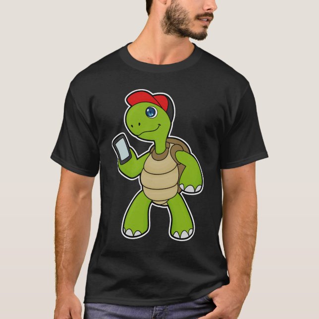 Camiseta Tartaruga com telefone e chapéu (Frente)