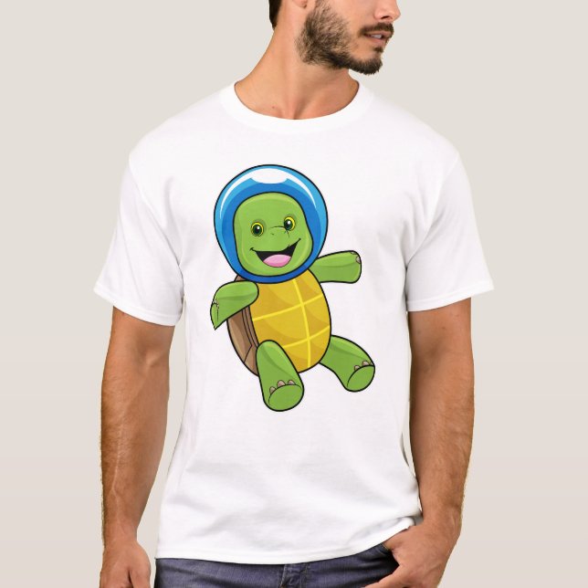 Camiseta Tartaruga como astronauta com bola de vidro (Frente)