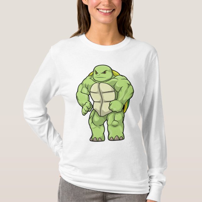 Camiseta Tartaruga como Bodybuilder com pacote Seis (Frente)