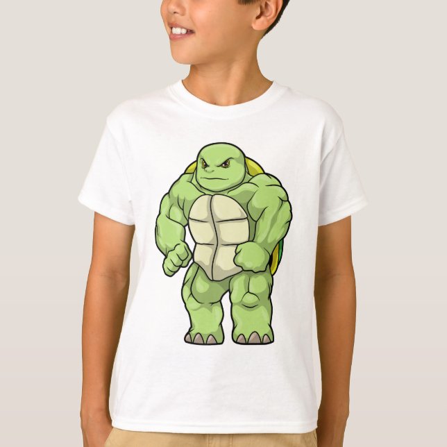 Camiseta Tartaruga como Bodybuilder com pacote Seis (Frente)