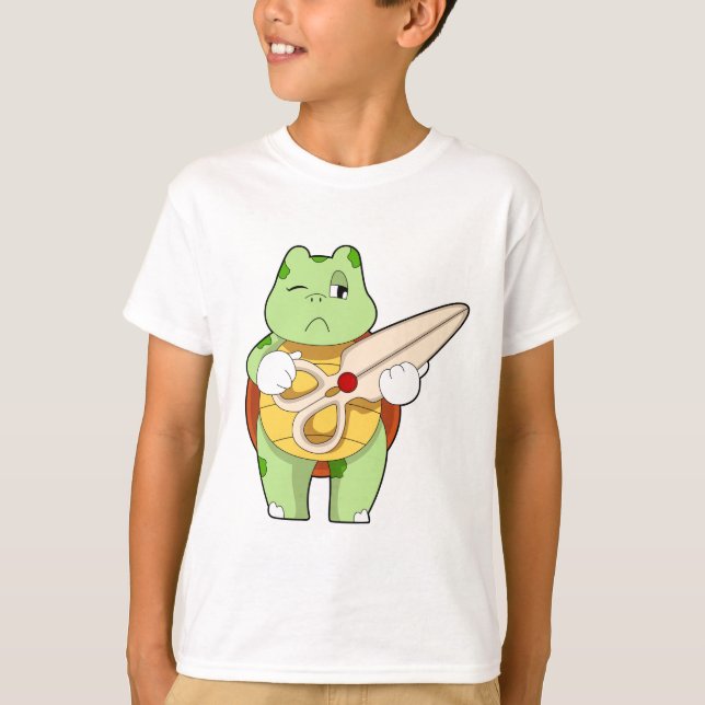 Camiseta Tartaruga como cabeceira com tesoura (Frente)