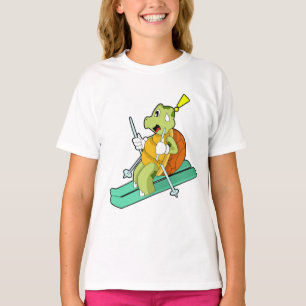 Camiseta Tartaruga como esquiadora com esqui