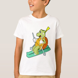 Camiseta Tartaruga como esquiadora com esqui