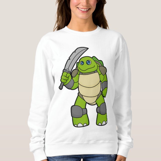 Camiseta Tartaruga como Guerreira com Espada (Frente)