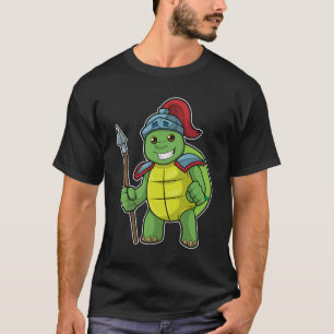 Camiseta Tartaruga como Guerreiro com Lança & Capacete