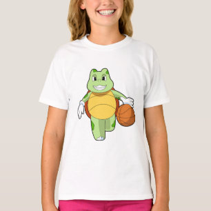 Camiseta Tartaruga como jogador de basquetebol com basquete