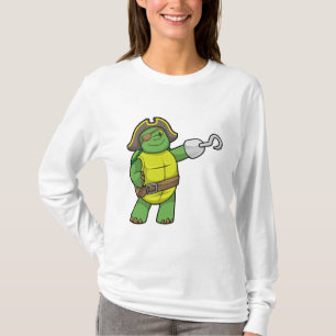 Camiseta Tartaruga como Pirata com Mão Vestida e Sistema O
