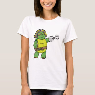 Camiseta Tartaruga como Pirata com Mão Vestida e Sistema O