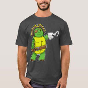 Camiseta Tartaruga como pirata com mão viciada