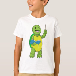 Camiseta Tartaruga como Professora com Livro e Ponteiro