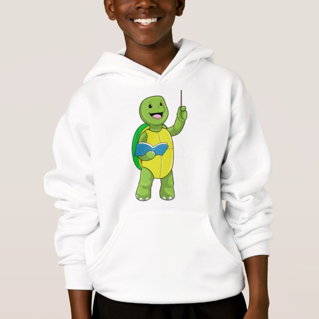 Camiseta Tartaruga como Professora com Livro e Ponteiro (Frente)