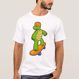 Camiseta Tartaruga como Skateboarder com skate e capacete