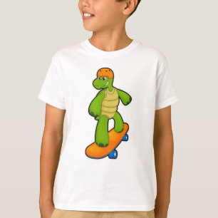 Camiseta Tartaruga como Skateboarder com skate e capacete