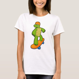 Camiseta Tartaruga como Skateboarder com skate e capacete