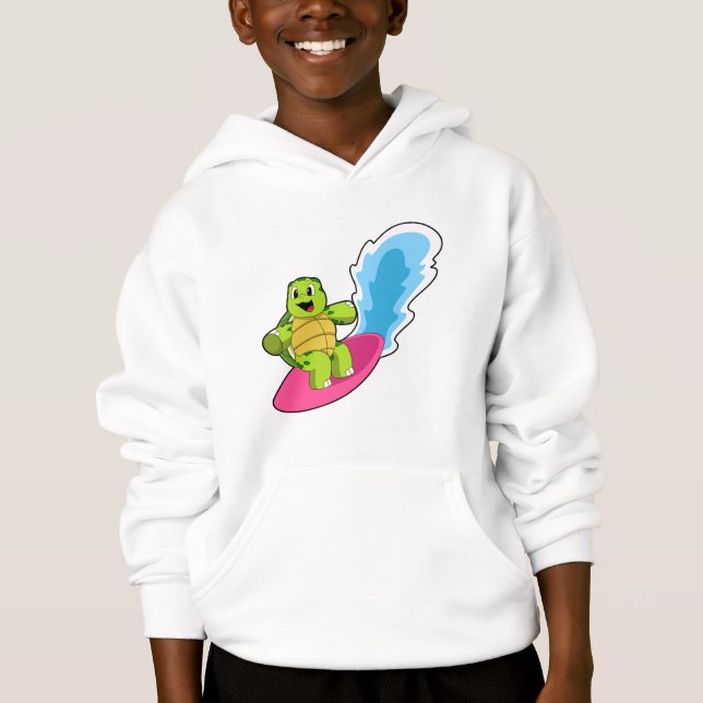 Camiseta Tartaruga como Surfer com Surfboard (Frente)