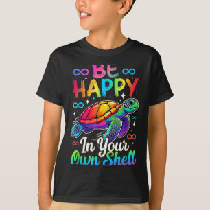 Camiseta Tartaruga de conscientização do autismo arco-íris