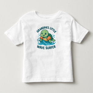 Camiseta Tartaruga-de-cuta-surfista de onda pequena do avô