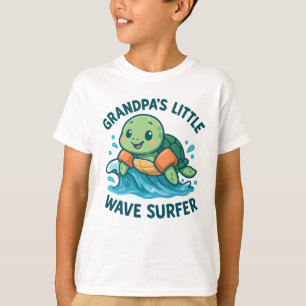 Camiseta Tartaruga-de-cuta-surfista de onda pequena do avô