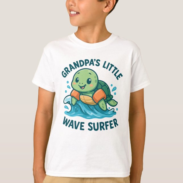 Camiseta Tartaruga-de-cuta-surfista de onda pequena do avô (Frente)