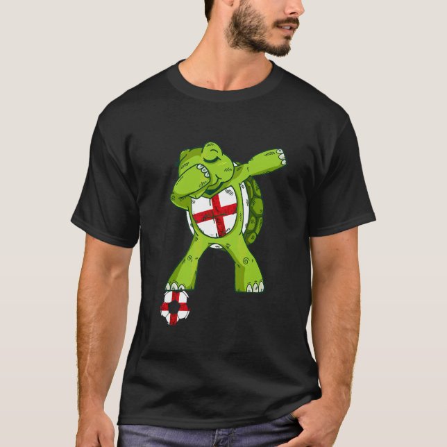 Camiseta Tartaruga de Futebol da Inglaterra Dançando Turtle (Frente)