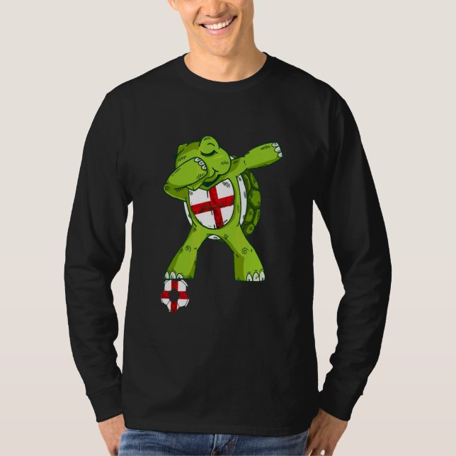Camiseta Tartaruga de Futebol da Inglaterra Dançando Turtle (Frente)