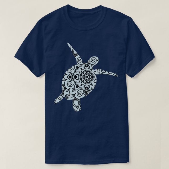 Camiseta Tartaruga de Mandala Azul (Frente do Design)
