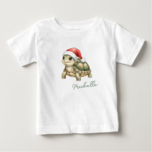 Camiseta Tartaruga de Natal com Chapéu de Papai Noel em Aqu