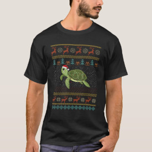 Camiseta Tartaruga de Natal Ilumina Santa Hat Feia