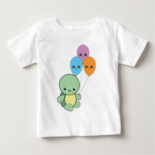 Camiseta Tartaruga do bebê com balões do kawaii