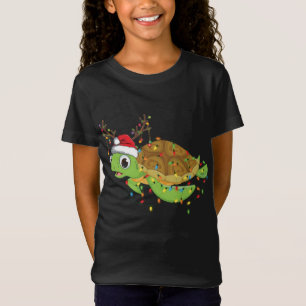 Camiseta Tartaruga do Mar Luzes de Natal Engraçadas Feliz S