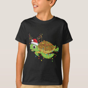 Camiseta Tartaruga do Mar Luzes de Natal Engraçadas Feliz S