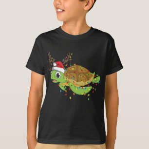 Camiseta Tartaruga do Mar Luzes de Natal Engraçadas Feliz S