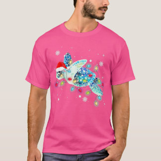 Camiseta Tartaruga do Mar Luzes de Natal Engraçadas Feliz S