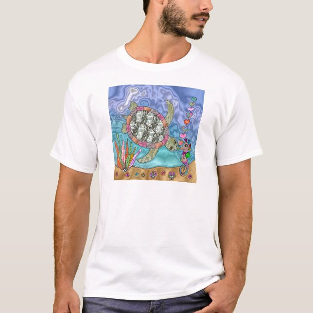 Camiseta Tartaruga do Mar Psicodélica Arte Marítima (Frente)